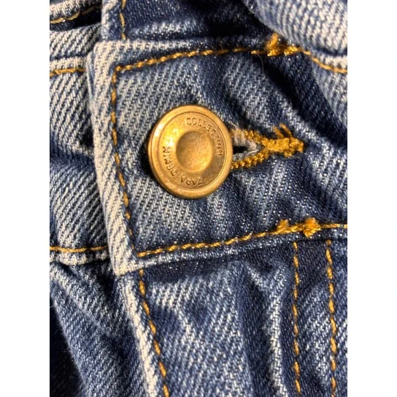 ZARA Womens Denim Jeans Paperbag Waist Cropped Raw Hem Med Wash Size 0 - Picture 2 of 9